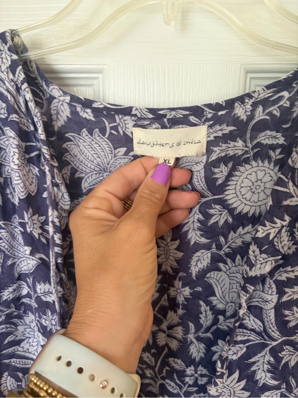 Daughters of India Blue and White Floral Casual Dress -*flaw* - Picture 4 of 4
